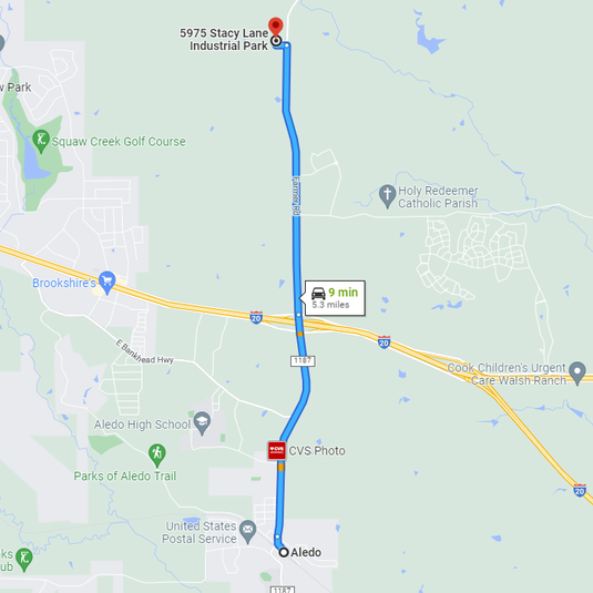 Distance from Stacy Lane to Aledo Distance from Stacy Lane to Aledo